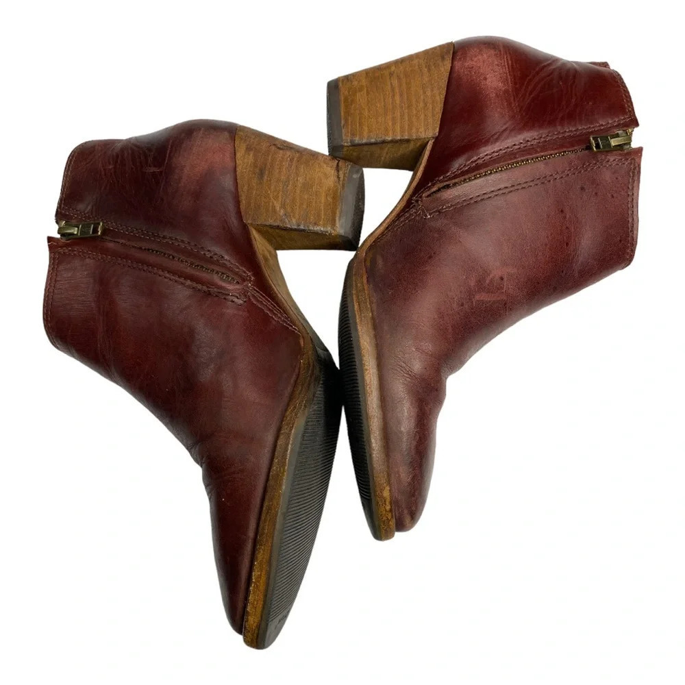 Madewell leather zipper ankle boot maroon size 7 - Picture 5 of 9